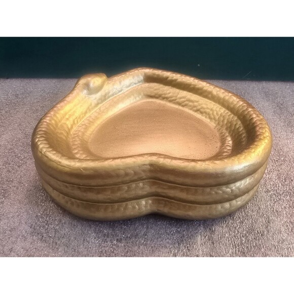 Heart Shaped Snake Serpent Gold Ashland Nevermore Ceramic Trinket Dish 5"x5" - Picture 5 of 7